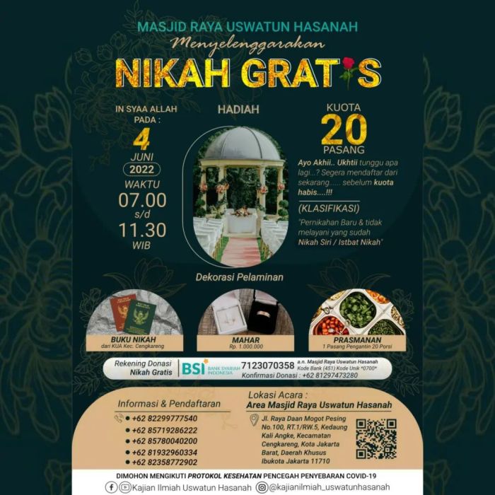 Masjid raya uswatun hasanah nikah gratis 2024